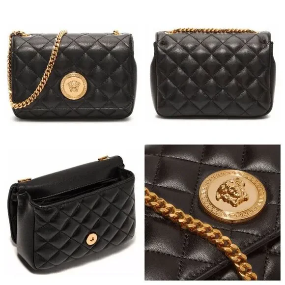 VERSACE Black Quilted Calfskin Leather Medusa Crossbody Bag $2200 NEW WITH TAGS - Picture 16 of 16